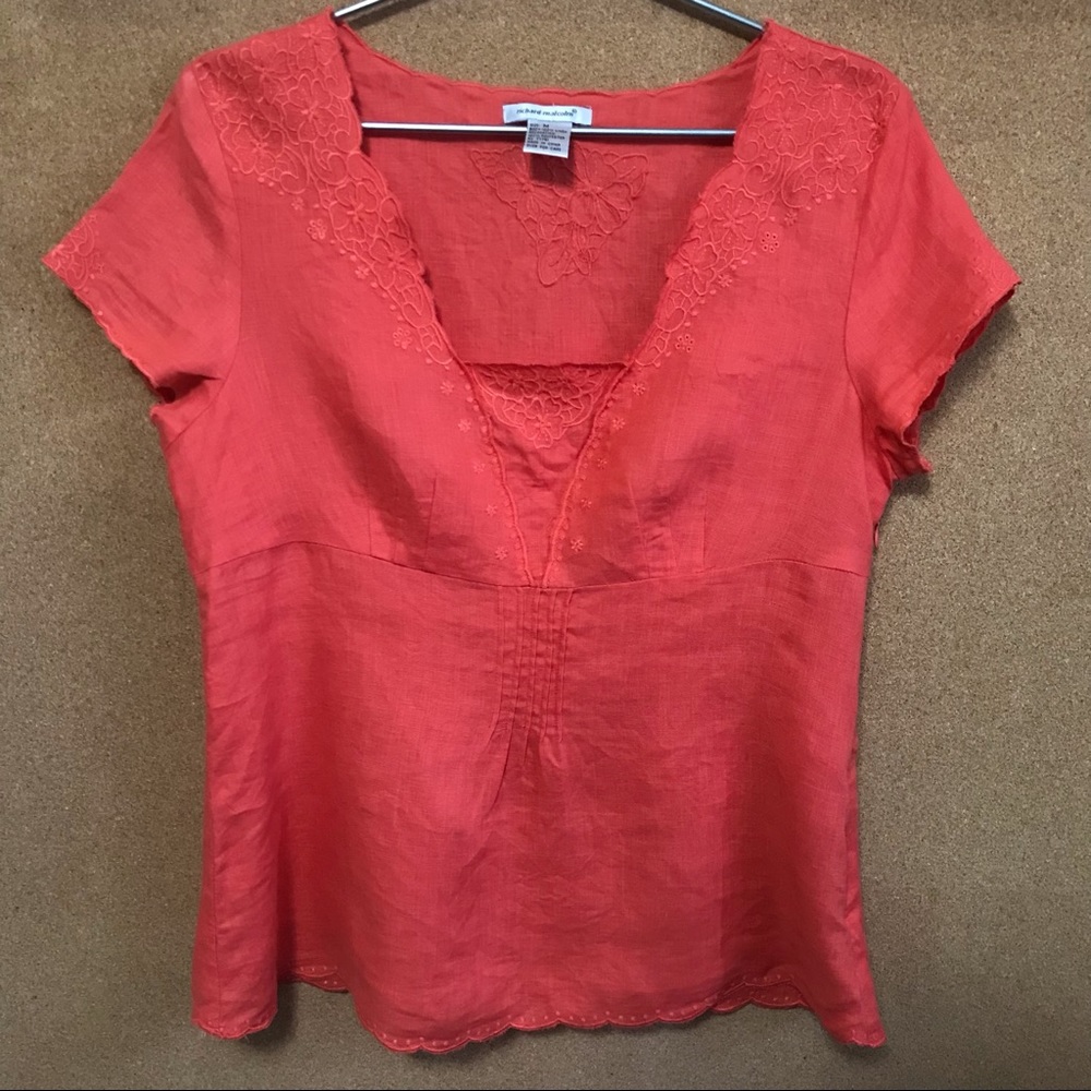 Embroidered linen top